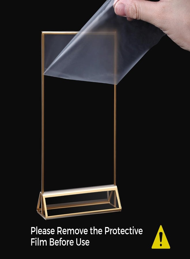DECOHOBO 14 Pack Acrylic Sign Holder 4x6 Gold Frames, Wedding Table Number Holders Double Sided Vertical Clear Display Stand, Picture Holders for Tables, Menus, Flyers, Party and Office Decor - Image 3