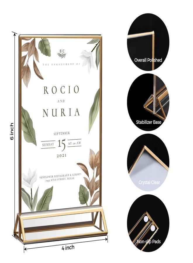 DECOHOBO 14 Pack Acrylic Sign Holder 4x6 Gold Frames, Wedding Table Number Holders Double Sided Vertical Clear Display Stand, Picture Holders for Tables, Menus, Flyers, Party and Office Decor - Image 2