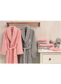 özdilek Wedding Family Bathrobe Set Gray-Powder  - Image 1