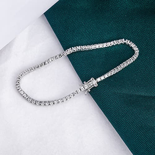 TIKJE Tennis Bracelet 925 Sterling Silver 2mm Cubic Zirconia Classic Bracelet | White Gold Bracelets for Women | Length 8.5 inches - Image 4