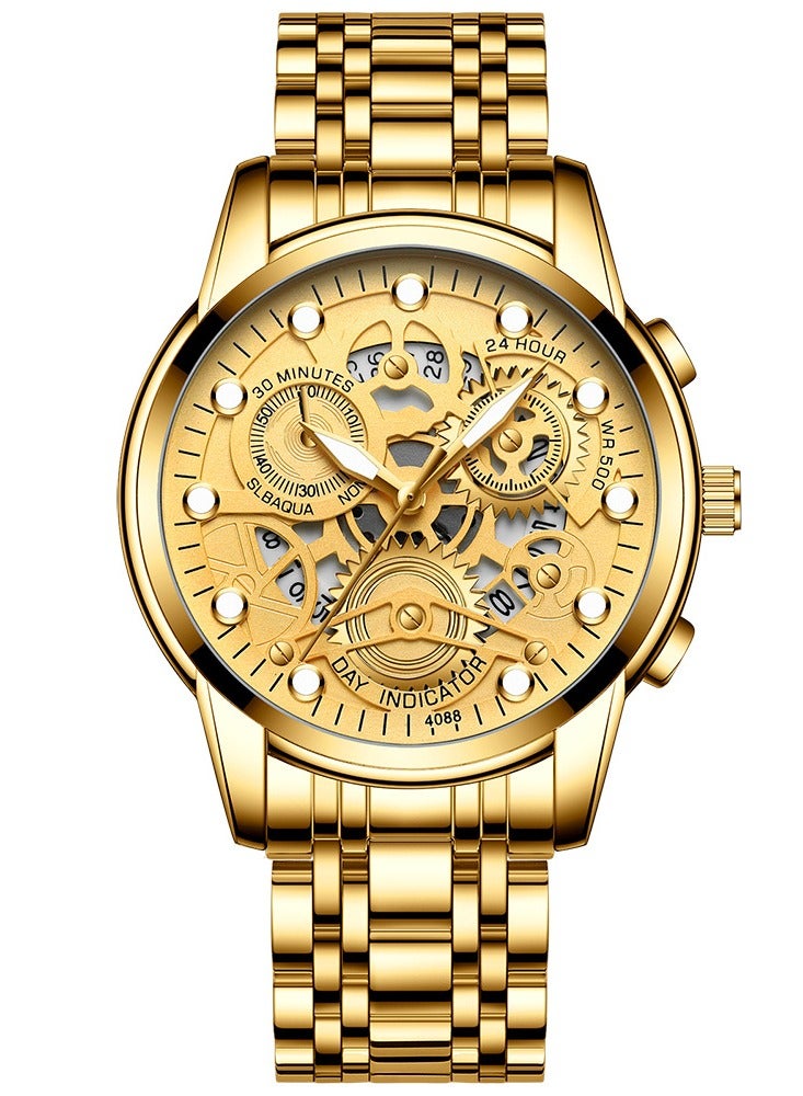 فنجين ساعة رياضية للرجال حزام الصلب الفولاذ المضادة للماء الأزياء مصابيح ليلية عصرية الساعة الكوارتز - Image 1