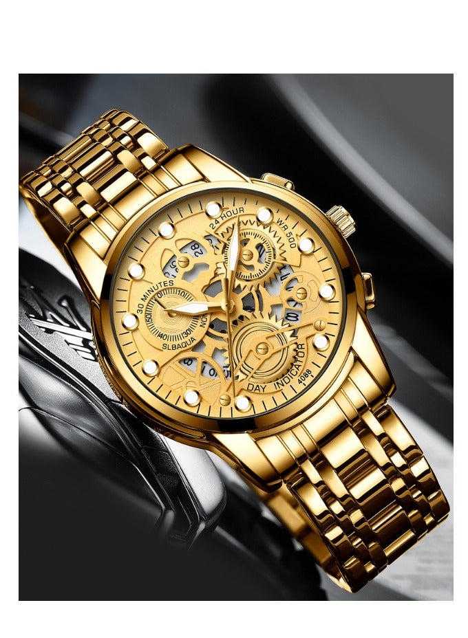 فنجين ساعة رياضية للرجال حزام الصلب الفولاذ المضادة للماء الأزياء مصابيح ليلية عصرية الساعة الكوارتز - Image 2