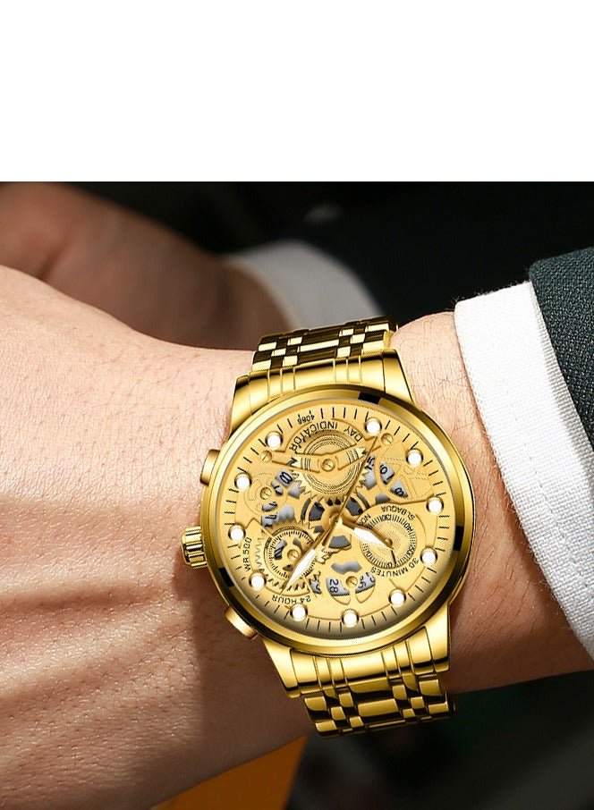 فنجين ساعة رياضية للرجال حزام الصلب الفولاذ المضادة للماء الأزياء مصابيح ليلية عصرية الساعة الكوارتز - Image 5