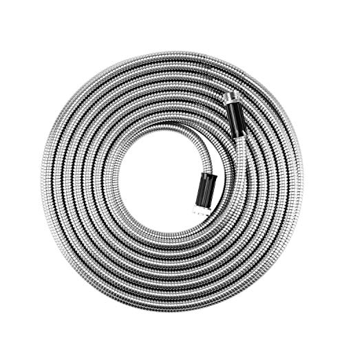 Beaulife Metal Garden Hose 25 ft Flexible No Kink Lightweight RV Drinking Water Hose Extension Leader Hose Heavy Duty Outdoor - Image 1