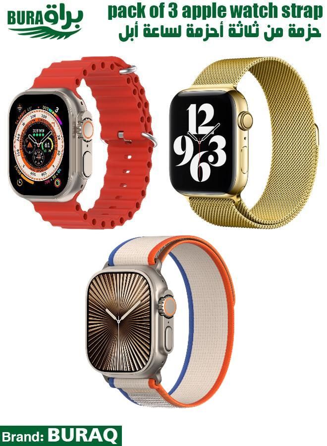 BURAQ Apple Watch Band Strap For Apple Watch Ultra 2/Ultra 49mm, Series 10 46mm, 9/8/7 45mm, SE2/SE/6/5/4 44mm, 3/2/1 42mm