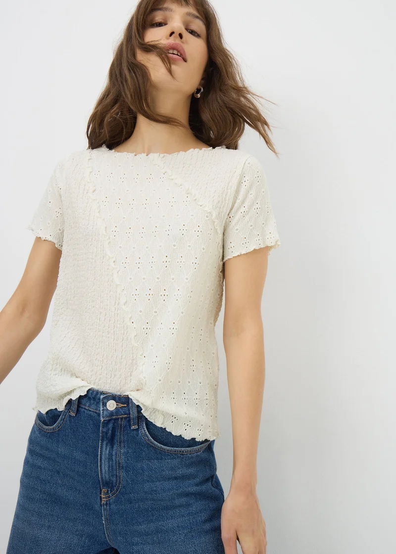 Matalan Cream Mixed Texture T-Shirt