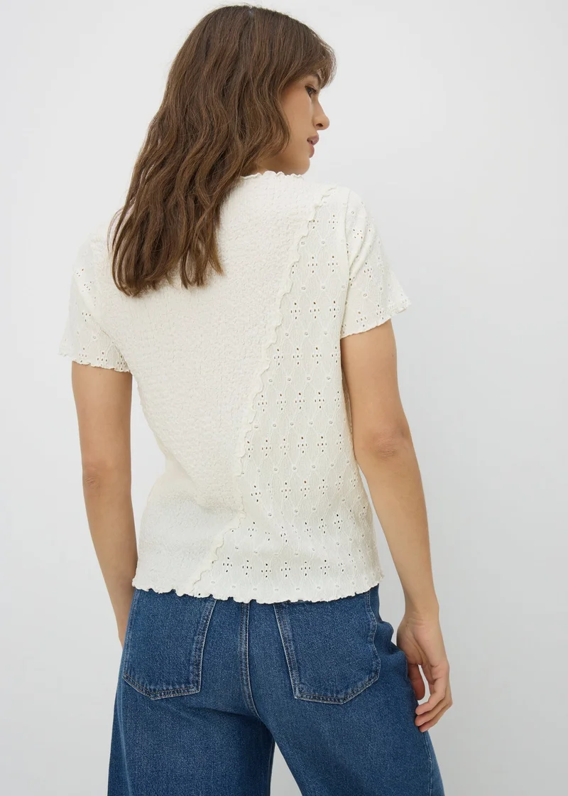 Matalan Cream Mixed Texture T-Shirt