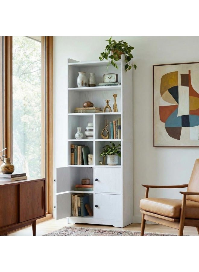 IRONCK Bookshelves and Bookcases with 4 Doors, 6-Tier Bookshelf with Storage Shelves 74.6 in Tall Bookcase for Home Office, Living Room, Bedroom, White - Image 2