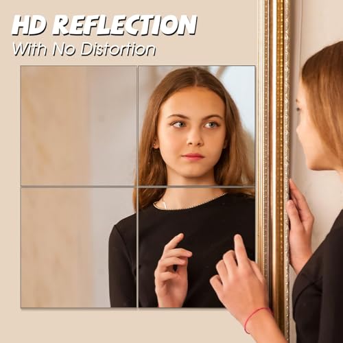 VASUHOME Glass Full Length Wall Mirror Tiles - [12 x12 Inch - 4PCS], Frameless Full Body Mirror for Home Gym, Bedroom, Living Room - Versatile Wall Mirror with Unrivaled Clarity - Image 2