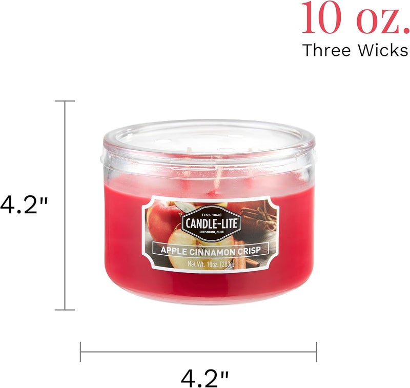 Candle-lite Scented Candles, Apple Cinnamon Crisp Fragrance, One 10 oz. Three Wick Aromatherapy Candle with 20-40 Hours of Burn Time, Red Color - Image 5