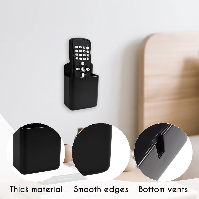AUGHOA 2 PCS Remote Control Holder Wall Mount, TV Air Conditioner Remote Control Holder, Self Adhesive Pen Holder Organizers and Accessories for Home Office School, Black - Image 5