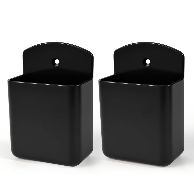 AUGHOA 2 PCS Remote Control Holder Wall Mount, TV Air Conditioner Remote Control Holder, Self Adhesive Pen Holder Organizers and Accessories for Home Office School, Black - Image 1