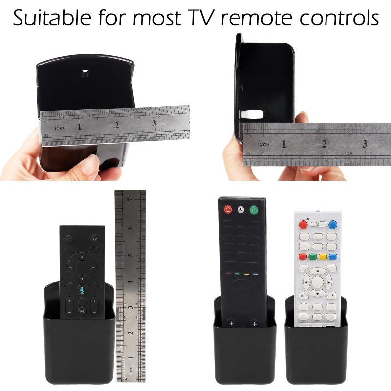 AUGHOA 2 PCS Remote Control Holder Wall Mount, TV Air Conditioner Remote Control Holder, Self Adhesive Pen Holder Organizers and Accessories for Home Office School, Black - Image 4