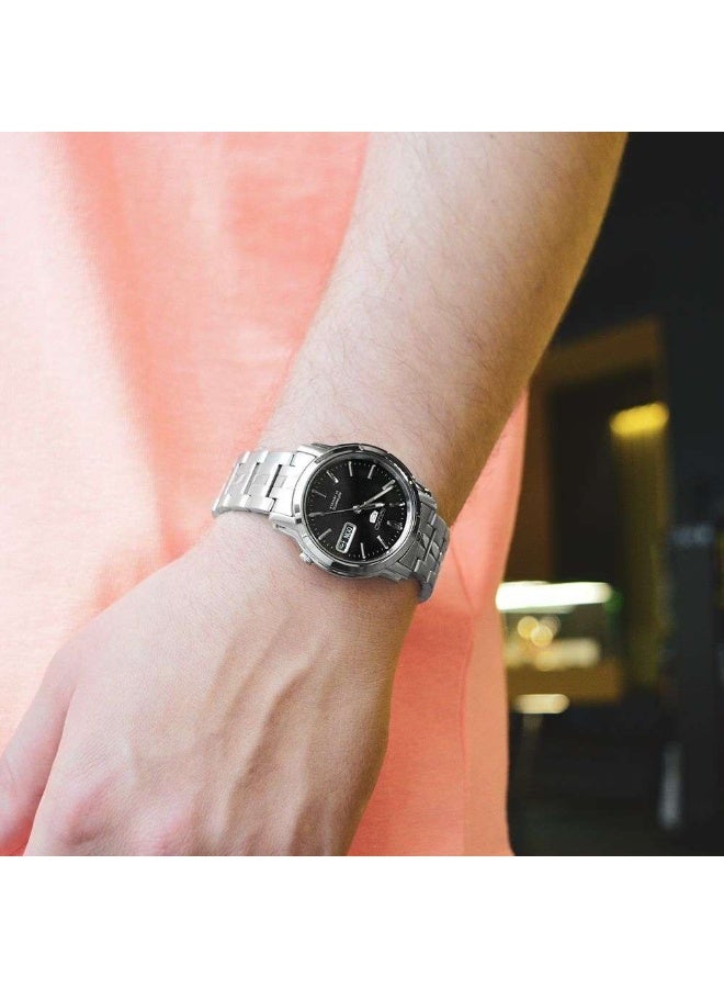 Seiko ساعة يد أوتوماتيكية للرجال 5 SNKK71K1، 38 مم قرص أسود، علبة وسوار من الفولاذ المقاوم للصدأ، 30 م مقاومة للماء - Image 3