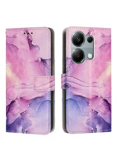 جراب جلدي بنمط رخامي مطلي لهاتف Redmi Note 13 Pro 4G (أرجواني)