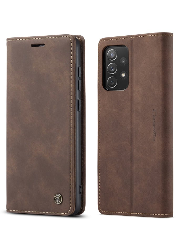 CaseMe Samsung Galaxy A73 5G Case Wallet, for Samsung Galaxy A73 5G Wallet Case Book Folding Flip Folio Case with Magnetic Kickstand Card Slots Protective Cover - Coffee - Image 2