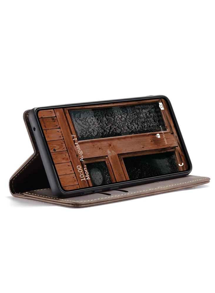 CaseMe Samsung Galaxy A73 5G Case Wallet, for Samsung Galaxy A73 5G Wallet Case Book Folding Flip Folio Case with Magnetic Kickstand Card Slots Protective Cover - Coffee - Image 3