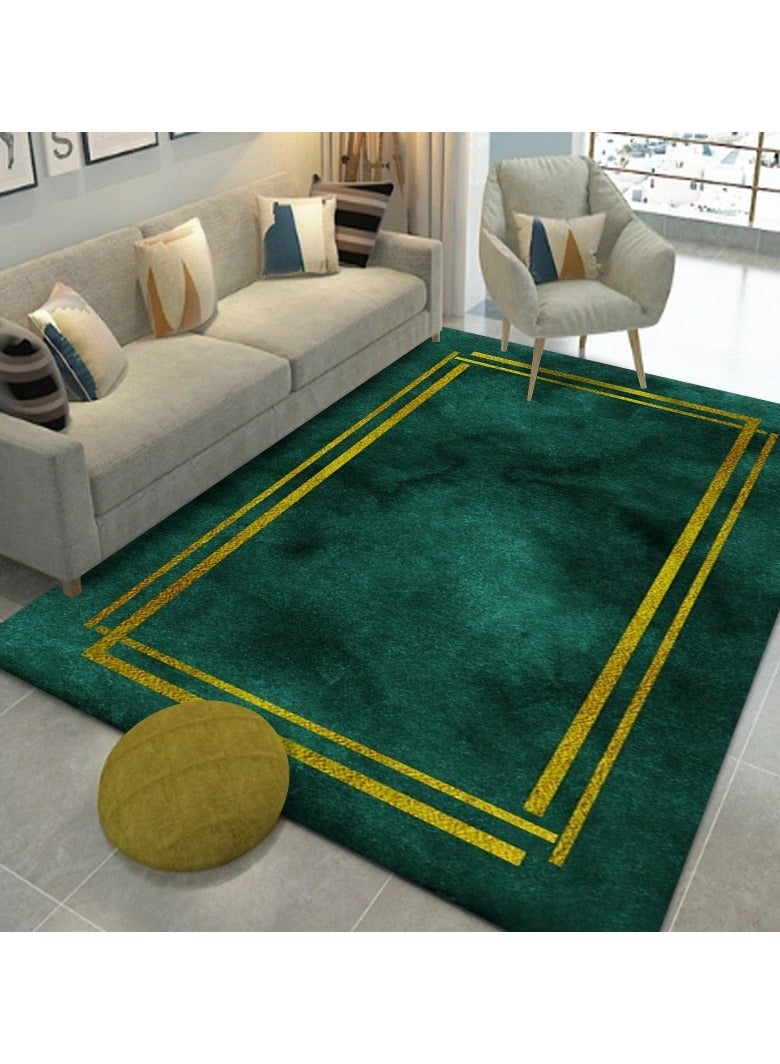 Loquat Squality Polyester Fiber Rectangular Small Fresh Green Series Carpet