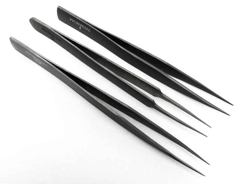 JTS Titanium Tweezer Set of 3 Precision Tweezers Ultra Light NonMagnetic High Temp Style 1 5 AA - Image 2