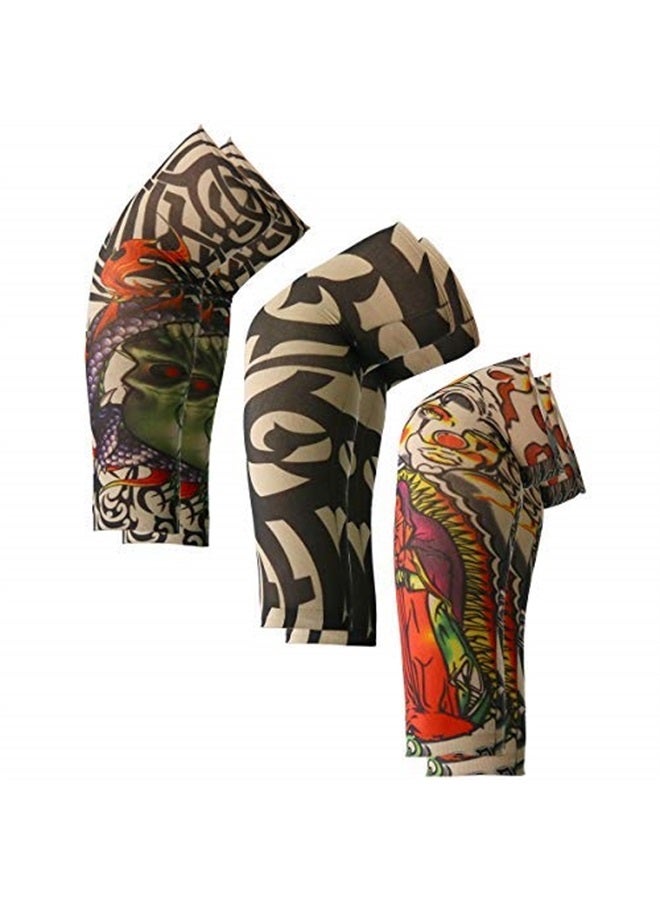 Skeleteen Fake Temporary Tattoos Sleeves - Arm Cover Tattoo Sleeve Gag Accessories for Men Women and Kids - 6 Pieces - Image 1