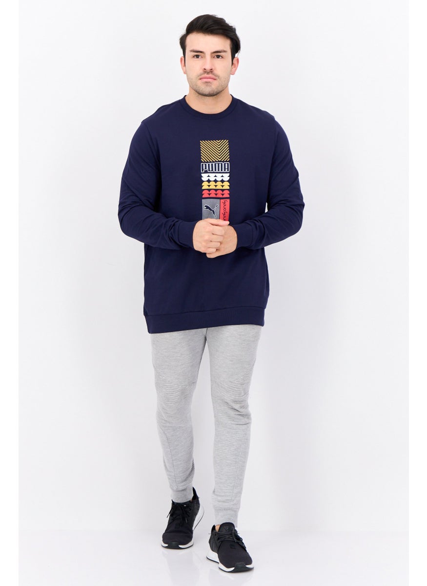 PUMA Men Sportswear Fit Long Sleeve Training Sweatshirt, Navy  - Image 3