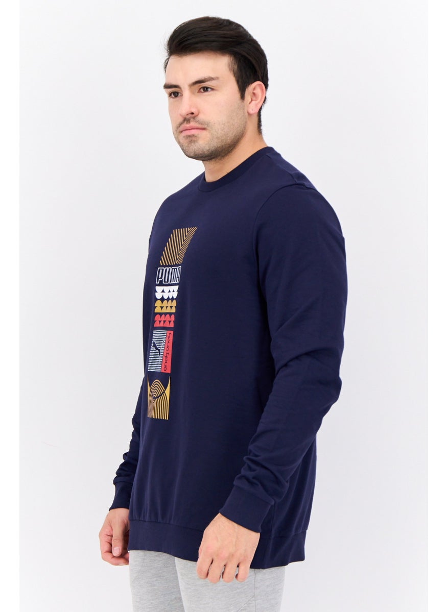 PUMA Men Sportswear Fit Long Sleeve Training Sweatshirt, Navy  - Image 2