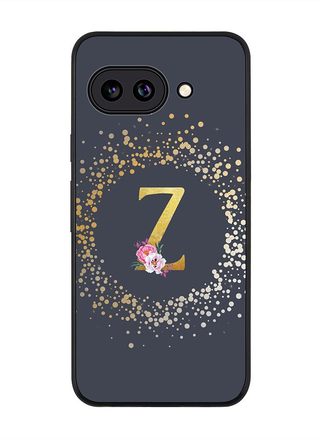 Stylizedd For Google Pixel 9a Case,Slim fit Camera Protection, Shockproof Thin Phone cover  - Custom Monogram Floral - Z  (Grey )