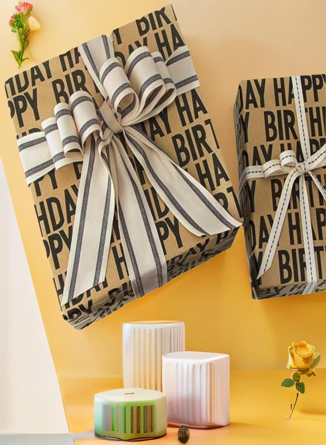 Win Change Birthday Wrapping Paper Rolls, Mini Roll, Black Gift Happy Birthday Wrapping Paper Kraft Gift Birthday Design for Boys Men Women Girls Birthday 17 Inch X 33 Ft(Kraft Black,46.8 Sq.Ft.Ttl) - Image 3