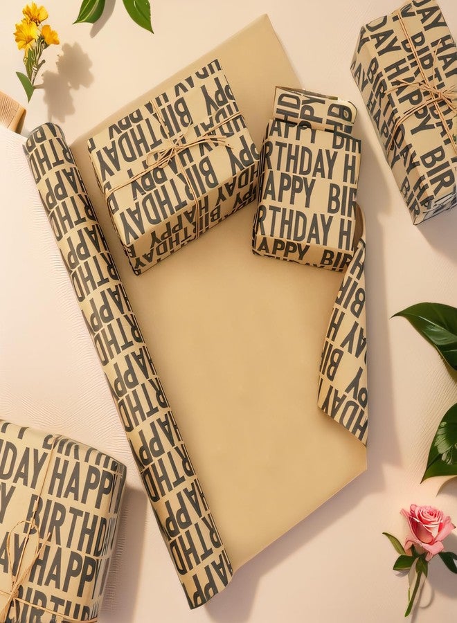 Win Change Birthday Wrapping Paper Rolls, Mini Roll, Black Gift Happy Birthday Wrapping Paper Kraft Gift Birthday Design for Boys Men Women Girls Birthday 17 Inch X 33 Ft(Kraft Black,46.8 Sq.Ft.Ttl) - Image 5