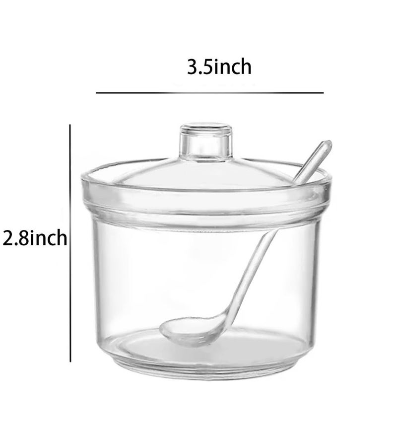 Mozacona 2pcs Clean Acrylic Sugar Bowl Spice Jar Spice Storage Pot with Lid and Spoon - Image 4