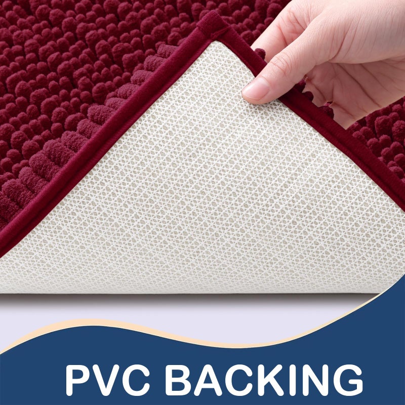 Arotive Arotive Luxury Chenille Bathroom Rug Mat  Extra Soft Thick Absorbent Shaggy Bath Rugs  Non-Slip Machine Wash Dry Plush Bath Runner Mats for Bathroom  Shower  and Tub (44""x24""  Burgundy)  - Image 3