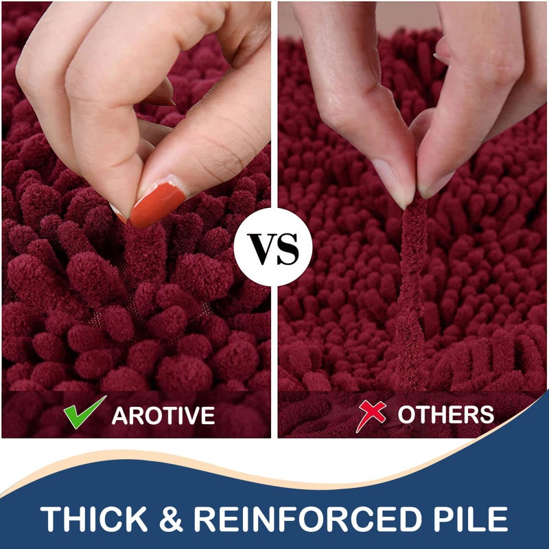 Arotive Arotive Luxury Chenille Bathroom Rug Mat  Extra Soft Thick Absorbent Shaggy Bath Rugs  Non-Slip Machine Wash Dry Plush Bath Runner Mats for Bathroom  Shower  and Tub (44""x24""  Burgundy)  - Image 4