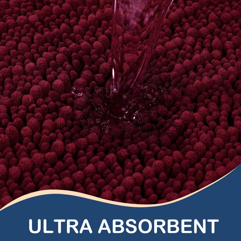 Arotive Arotive Luxury Chenille Bathroom Rug Mat  Extra Soft Thick Absorbent Shaggy Bath Rugs  Non-Slip Machine Wash Dry Plush Bath Runner Mats for Bathroom  Shower  and Tub (44""x24""  Burgundy)  - Image 2
