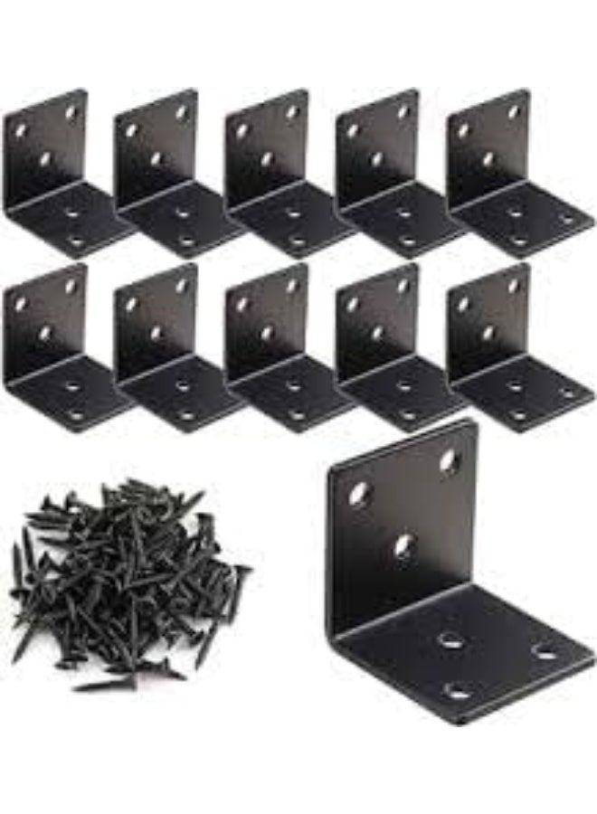 Generic MySouqEg-Store Set of 12 Reinforced Black Right Angle Brackets (30X30mm), 90 Degree Iron Angle Bracket - Bracket Joint Bracket, Durable Stability for Your Carpentry Projects  - Image 4