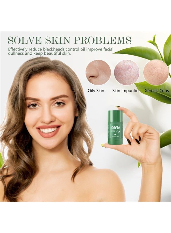 Vemofoper Green Tea Mask Stick Poreless Deep Cleanse Mask Stick Blackhead Remover Mask for Face with Green Tea Extract Deep Pore Cleansing Moisturizing Oil Control for All Skin Types Men and Women(2PCS) - Image 2