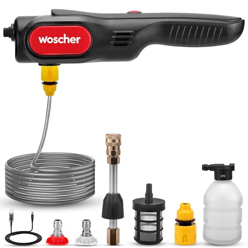 Woscher AquaVolt Cordless Portable Wireless Pressure Washer for Car Wash Bike Washing and Multipurpose Cleaning | 156W | 7500mAh| Triple Battery | |10L/Min | 12+6 Months Warranty - Image 1