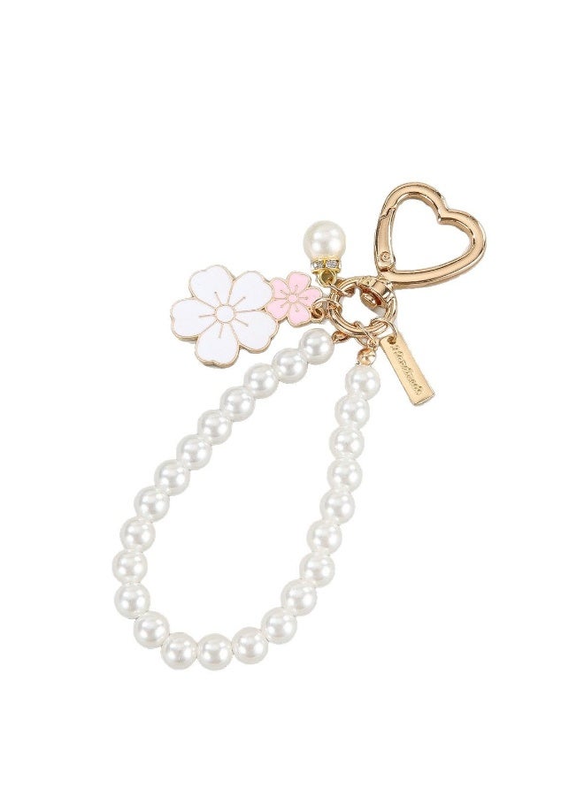 سلسلة مفاتيح مزينة بخرز على شكل زهرة الكرز، سلسلة مفاتيح ساكورا لطيفة مع شرابة للنساء والفتيات، إكسسوار قلادة للحقائب - Image 2