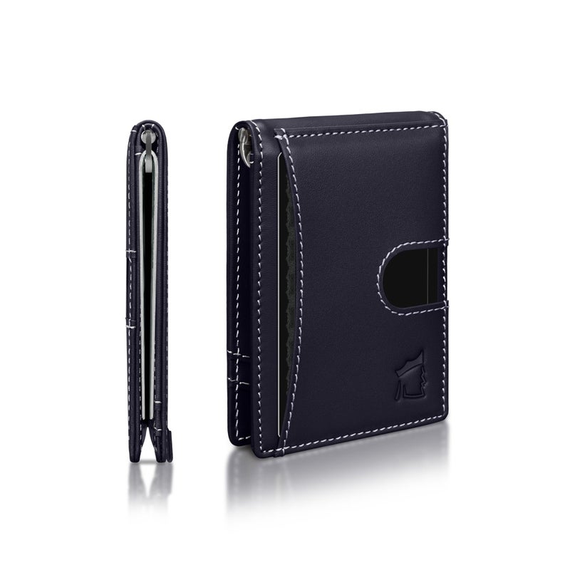 Kingly Cash Clip Slim Leather Wallet for Men with RFID Blocking Money Clip Minimalist Front Pocket Bifold Wallet Holds 12 Cards Secure Card Holder with Easy Access Pull Tab - Image 2