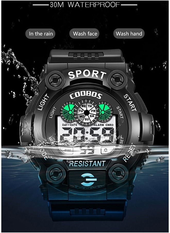 Coobos Kids Water Resistant Rubber Digital Boy's Watch Girl's Watch Black/Red  - Image 5