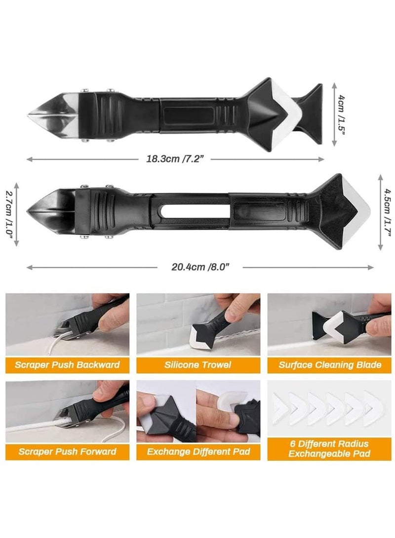 Rubik Silicone Caulking Tools Kit, 3-in-1 Sealant Finishing Trowel Tool (Stainless Steelhead) for Sealing Caulk Grout Removal Glass Glue Angle Scraper for Kitchen Bathroom Windows Sink Tile Joint  - Image 2