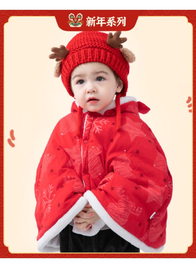 Boys And Girls New Year Cloak Outwear Winter Fleece-lined Children's Cape - Image 1