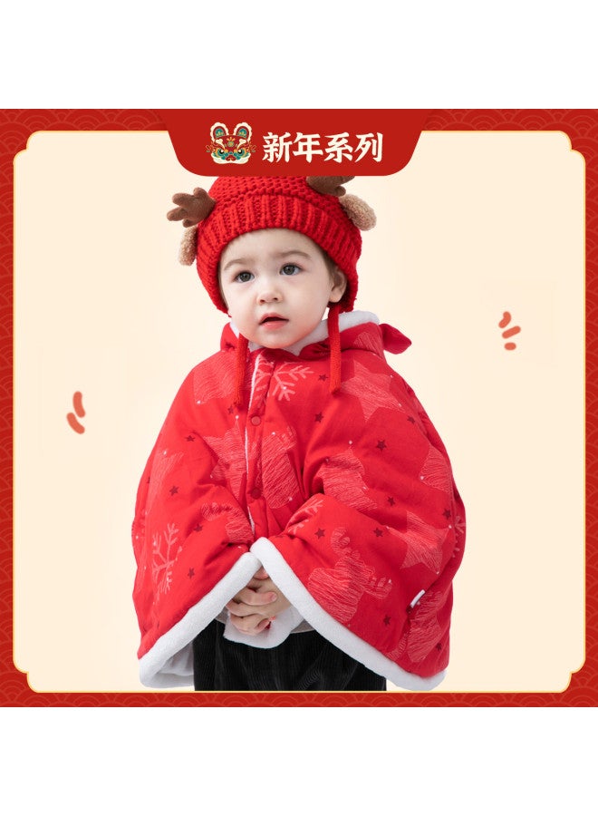 Boys And Girls New Year Cloak Outwear Winter Fleece-lined Children's Cape - Image 2