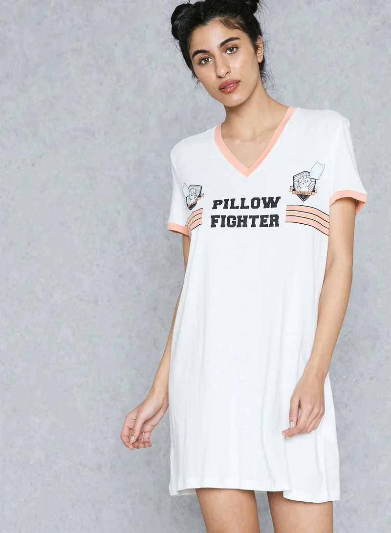 MinkPink Slogan Contrast Nightdress