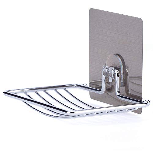 Koyet Soap Dish Holder,Self Adhesive Wall Mounted Soap Sponge Holder Stainless Steel Storage Saver Rack for Home Kitchen Bathroom Shower (Self Adhesive Soap Dish) - Image 1