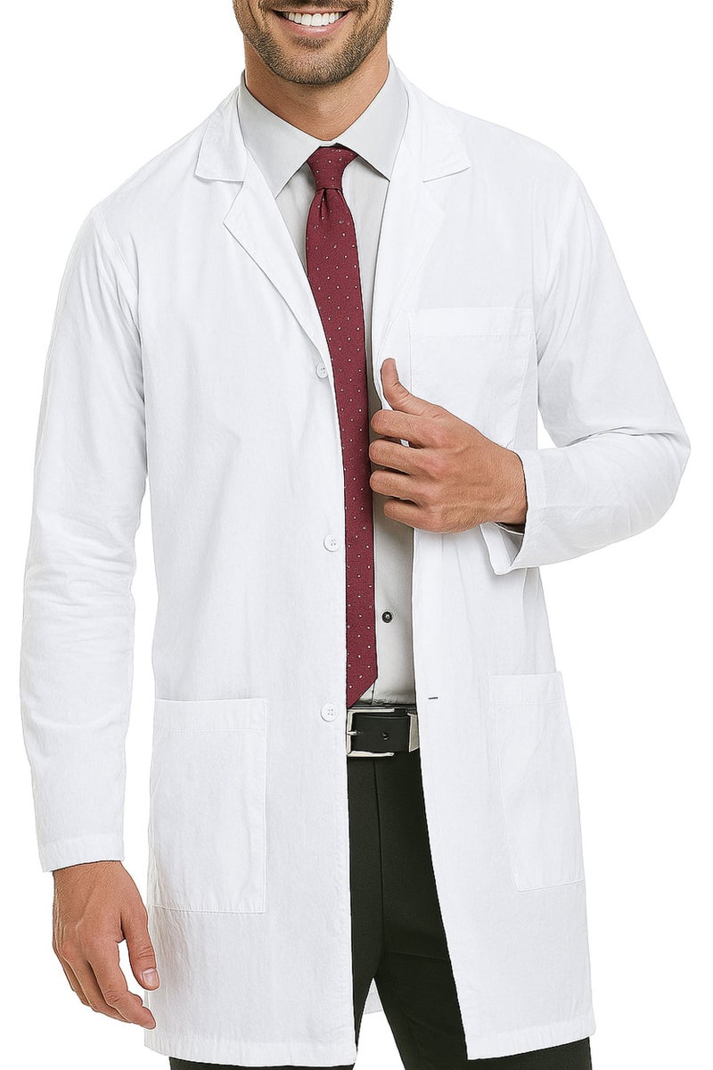 Selecta Now Mens White Laboratory Coat Long Sleeves Soft Mens Breathable Comfortable Chemistry Lab Coat - Image 2