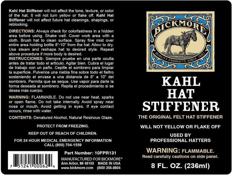 Bickmore Kahl Hat Stiffener - Original Felt Hat Stiffener, 8 Fl. Oz. - Image 2