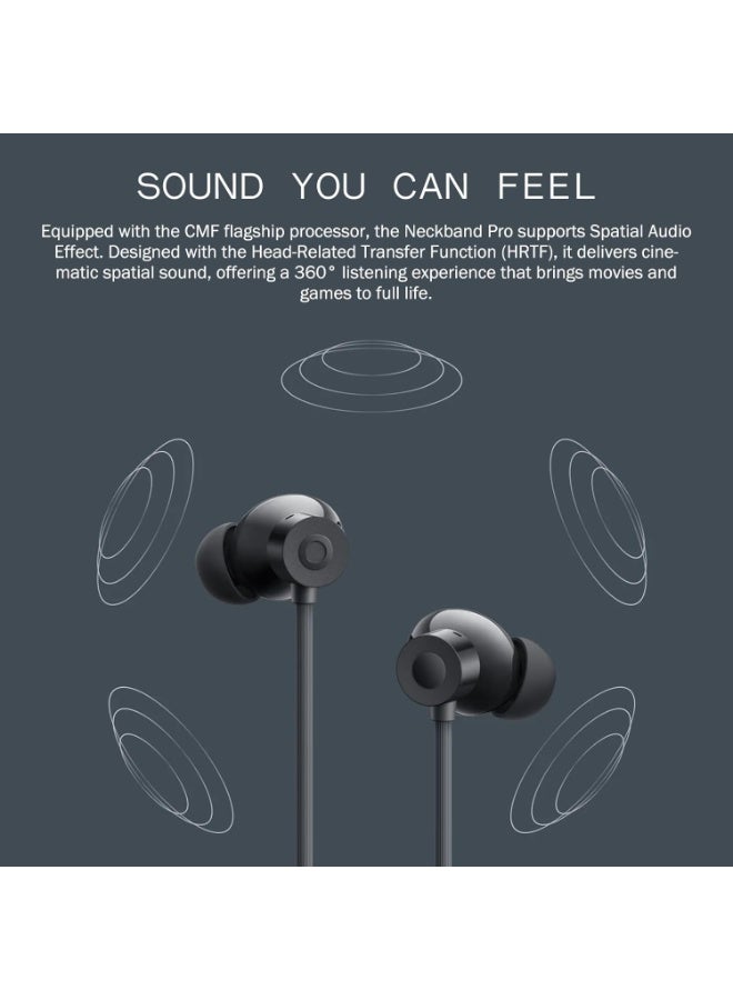 CMF BY NOTHING NECKBAND Pro Bluetooth headphones,50dB Hybrid Active Noise cancelling earbuds with 5 HD Mics,IP55 BT5.3 37Hours long play time Dual Device connection neckband headphones-Dark Grey - Image 2