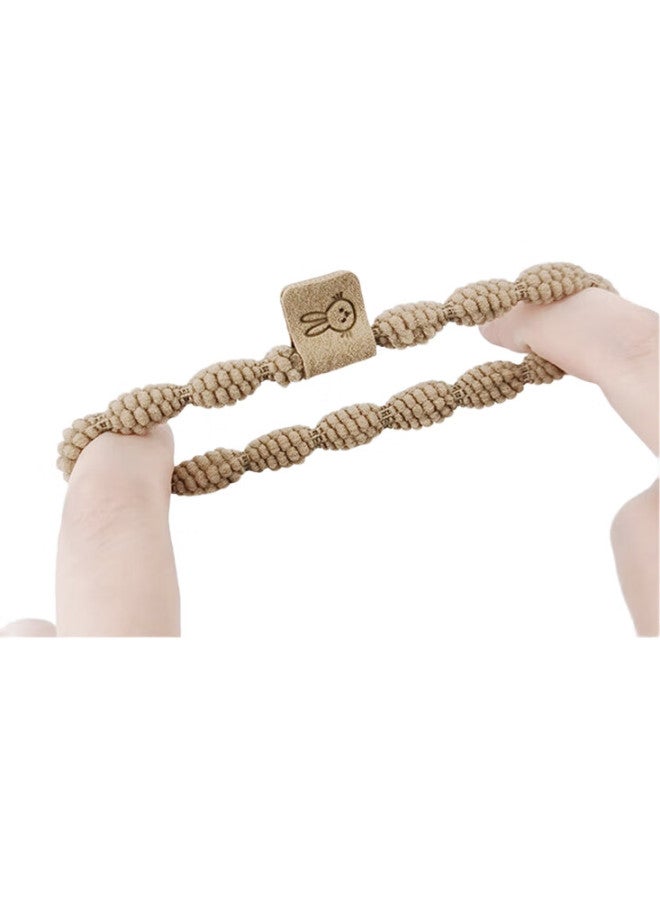 Uplus High-Elasticity Milk Coffee Color Rabbit Hair Ties, Lotus Root Head Ties, Hair Bands, 5 Elastic Bands For Ponytails - Image 3