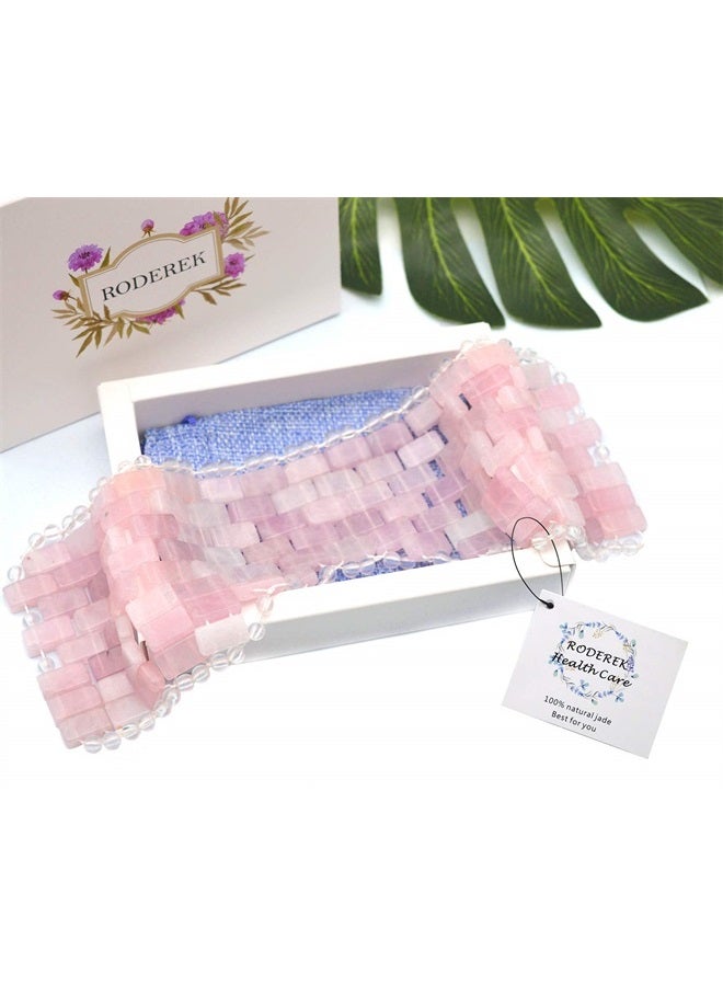 RODEREK Natural Jade Sleep Mask & Blindfold,Natural Jade Eye Mask,Anti-Aging Hot or Cold Therapy Eye Mask Which is Soothing Cooling Detoxifying (Rose Quartz) - Image 2
