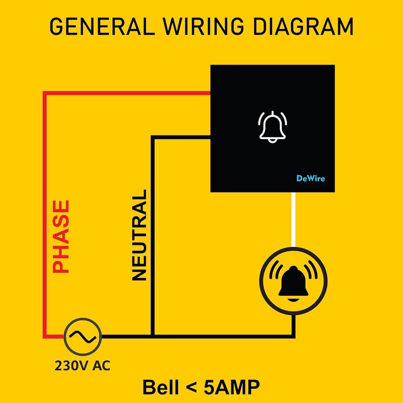 DeWire Touch Bell Switch Glossy Glass Finish Waterproof & Shock Proof Modular Fitting - Image 3